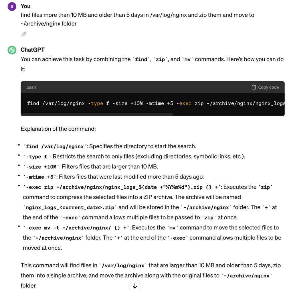 find files more than 10 MB and older than 5 days in /var/log/nginx and zip them and move to ~/archive/nginx folder